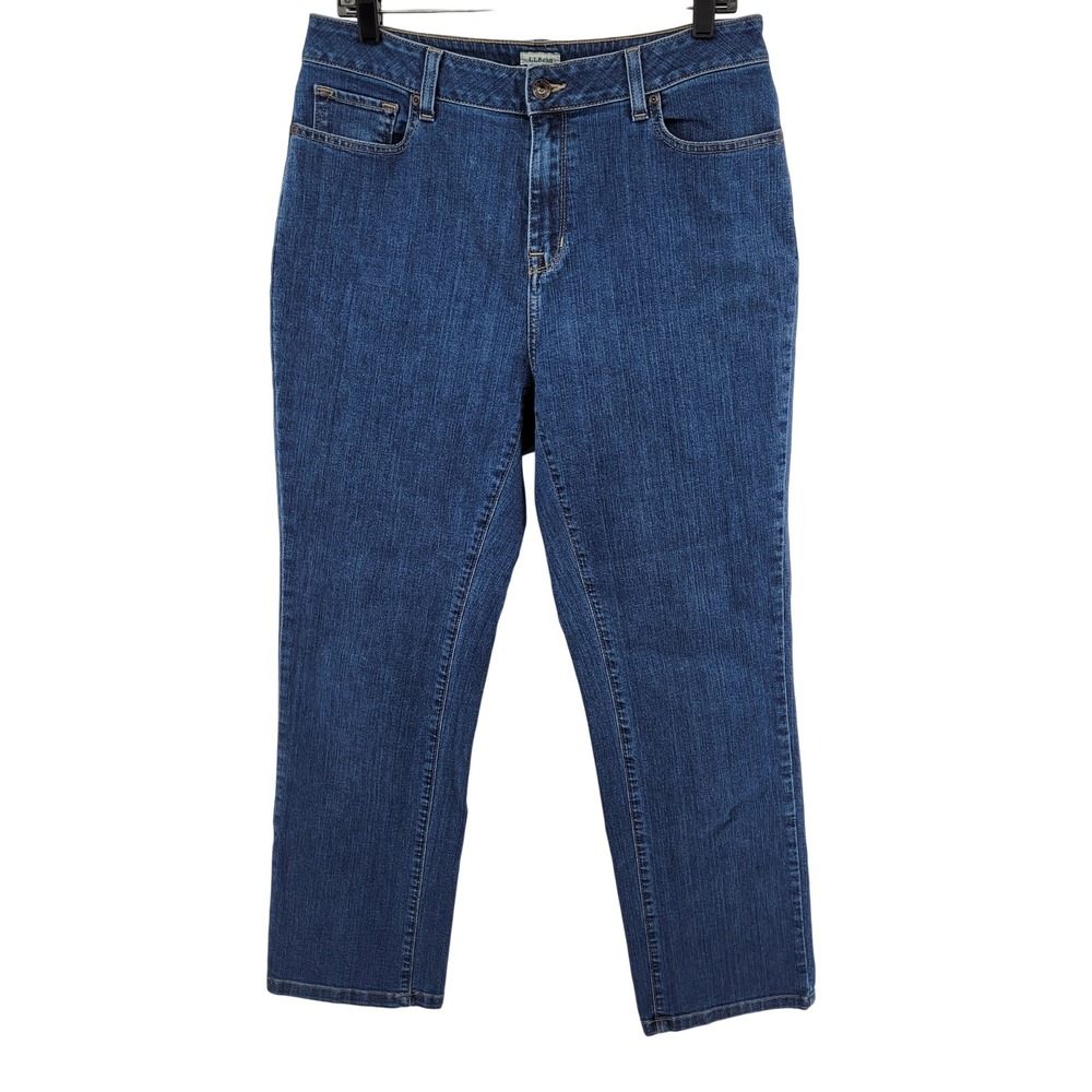LL Bean Classic Fit Jeans Womens Size 12‎ Straight Leg Regular Blue Denim